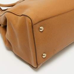 Pre Owned Prada Brown Leather Double Zip Top Handle Bag