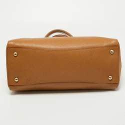 Pre Owned Prada Brown Leather Double Zip Top Handle Bag
