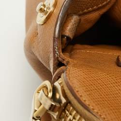 Pre Owned Prada Brown Leather Double Zip Top Handle Bag