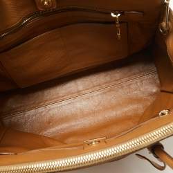 Pre Owned Prada Brown Leather Double Zip Top Handle Bag