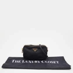 Prada Black Nylon and Leather Tessuto Shoulder Bag