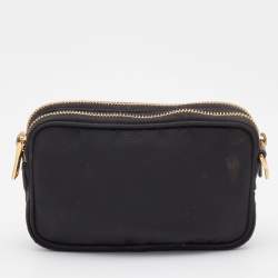 Prada Black Nylon and Leather Tessuto Shoulder Bag