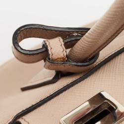 Pre Owned Prada Beige Saffiano Cuir Leather Twin Tote