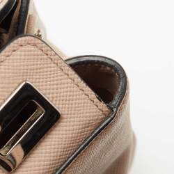 Pre Owned Prada Beige Saffiano Cuir Leather Twin Tote