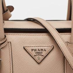 Pre Owned Prada Beige Saffiano Cuir Leather Twin Tote
