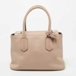 Pre Owned Prada Beige Saffiano Cuir Leather Twin Tote