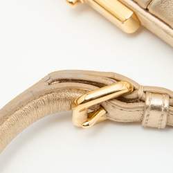 Pre Owned Prada Metallic Gold Leather Gaufre Frame Bag