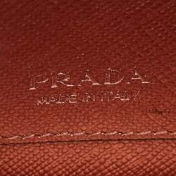 Pre Owned Prada Metallic Rose Gold Saffiano Lux Leather Chain Wallet