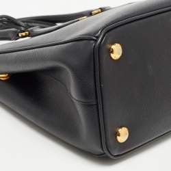 Pre Owned Prada Black Saffiano Lux Leather Small Double Zip Tote
