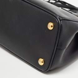 Pre Owned Prada Black Saffiano Lux Leather Small Double Zip Tote