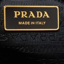 Pre Owned Prada Black Saffiano Lux Leather Small Double Zip Tote