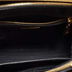 Pre Owned Prada Black Saffiano Lux Leather Small Double Zip Tote