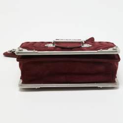 Pre Owned Prada Burgundy Suede Cahier Chain Crossbody Bag