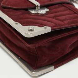 Pre Owned Prada Burgundy Suede Cahier Chain Crossbody Bag