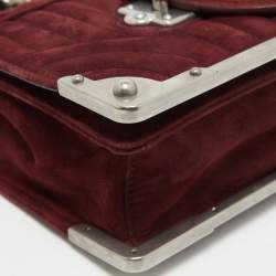 Pre Owned Prada Burgundy Suede Cahier Chain Crossbody Bag