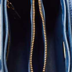 Pre Owned Prada Blue Ostrich Double Handle Tote