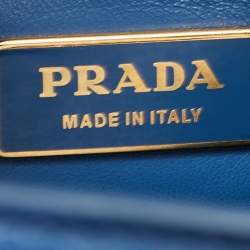 Pre Owned Prada Blue Ostrich Double Handle Tote