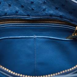 Pre Owned Prada Blue Ostrich Double Handle Tote