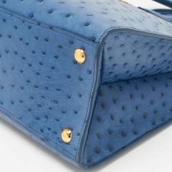 Pre Owned Prada Blue Ostrich Double Handle Tote