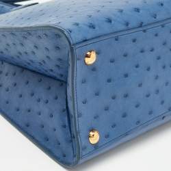 Pre Owned Prada Blue Ostrich Double Handle Tote