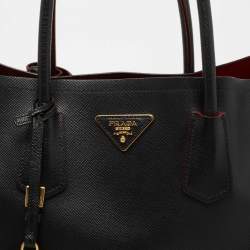Prada Black Saffiano Cuir Leather Large Double Handle Tote