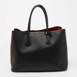 Prada Black Saffiano Cuir Leather Large Double Handle Tote