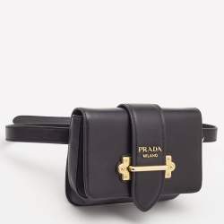 Pre Owned Prada Black Leather Cahier Belt Bag