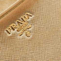 Pre Owned Prada Gold Saffiano Leather Camera Crossbody Bag