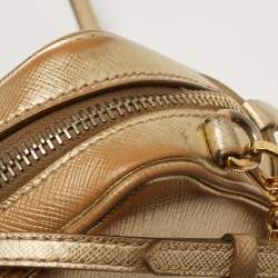 Pre Owned Prada Gold Saffiano Leather Camera Crossbody Bag