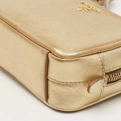 Pre Owned Prada Gold Saffiano Leather Camera Crossbody Bag