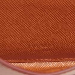 Prada Red/Orange Saffiano Cross Leather Envelope Slim Wallet