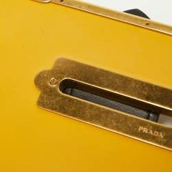 Pre Owned Prada Yellow/Black Leather Cahier Shoulder Bag
