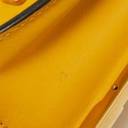 Pre Owned Prada Yellow/Black Leather Cahier Shoulder Bag