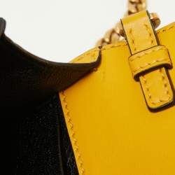 Pre Owned Prada Yellow/Black Leather Cahier Shoulder Bag
