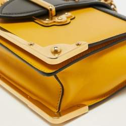 Pre Owned Prada Yellow/Black Leather Cahier Shoulder Bag