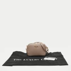 Prada Beige Saffiano Leather Camera Crossbody Bag