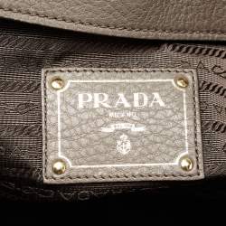 Pre Owned Prada Grey Vitello Daino Leather Shopper Tote
