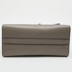 Prada Grey Glace Leather Studded Sound Top Handle Bag