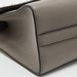 Prada Grey Glace Leather Studded Sound Top Handle Bag