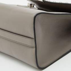 Prada Grey Glace Leather Studded Sound Top Handle Bag