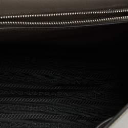 Prada Grey Glace Leather Studded Sound Top Handle Bag