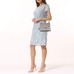Prada Grey Glace Leather Studded Sound Top Handle Bag