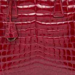 Prada Red Crocodile Leather Galleria Medium Double Zip Tote