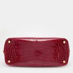 Prada Red Crocodile Leather Galleria Medium Double Zip Tote
