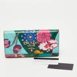Prada Multicolor Printed Saffiano Leather Continental Flap Wallet