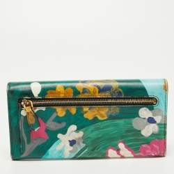 Prada Multicolor Printed Saffiano Leather Continental Flap Wallet