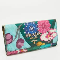 Prada Multicolor Printed Saffiano Leather Continental Flap Wallet
