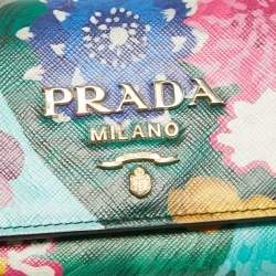 Prada Multicolor Printed Saffiano Leather Continental Flap Wallet