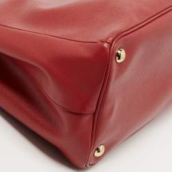 Prada Red Saffiano Leather Medium Double Zip Tote
