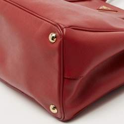 Prada Red Saffiano Leather Medium Double Zip Tote